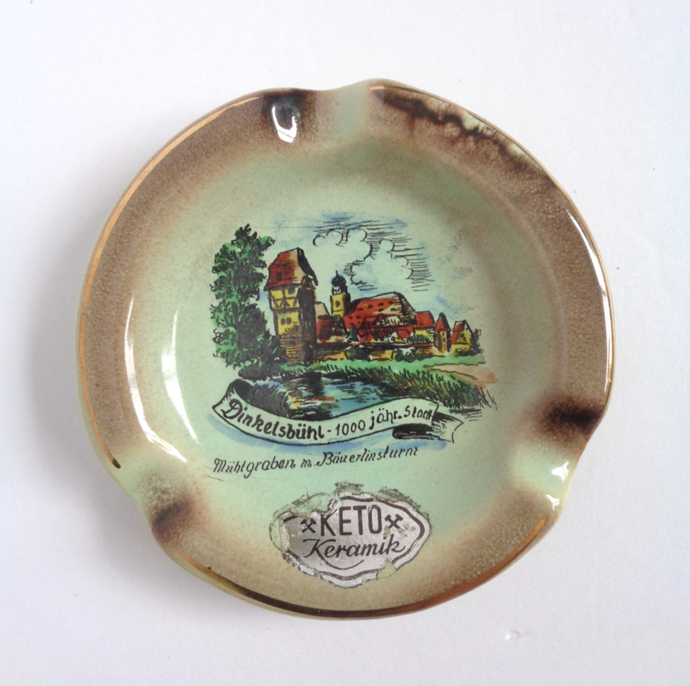 Germany Dinkelsbuhl Ashtray One Thousand Year City Muhlgraben Keto Ceramic Dish